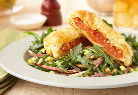 Tomato Wellingtons over Duck Confit Salad