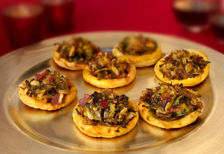 Caramelized Brussels Sprout & Bacon Pizzettes