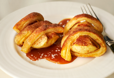 Apple Pie Spirals with Salted Caramel Sauce