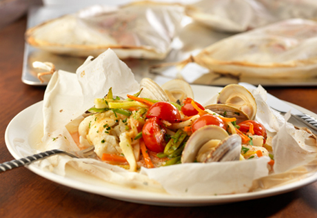 Flounder With Clams En Papillote