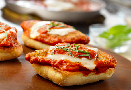 Open Faced Chicken Parmesan Sandwiches with Creamy Vodka Sauce