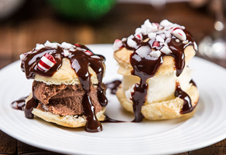 Holiday Chocolate Mint Profiteroles