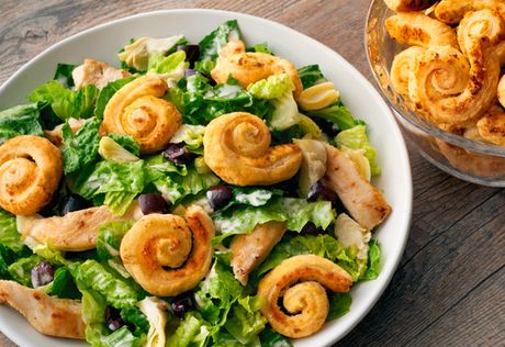 Chopped Caesar Salad with Puffed Croutons