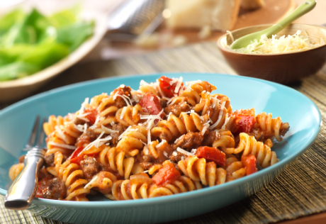 spicy pasta & beef skillet