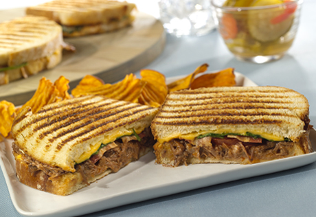 Shredded Beef Panini with Cilantro Lime Spread