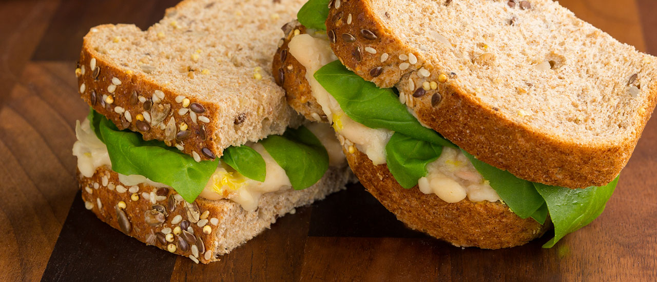 Mashed White Bean & Basil Sandwich