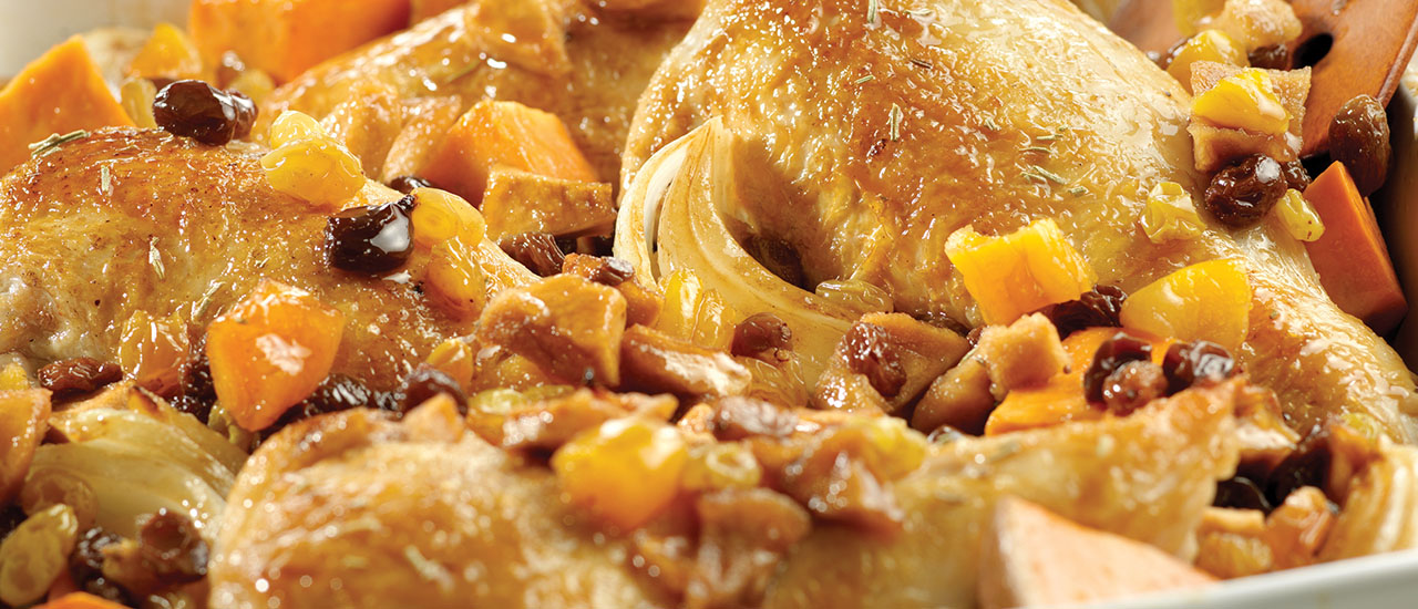 Glazed Chicken with Fruit & Sweet Potatoes