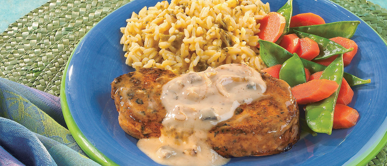Herbed Pork Chops In Mushroom Sauce