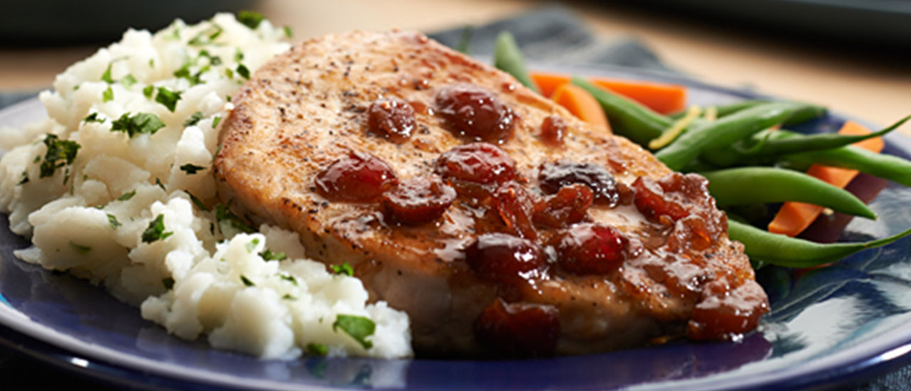 Pork Chops with Cranberry Balsamic Sauce