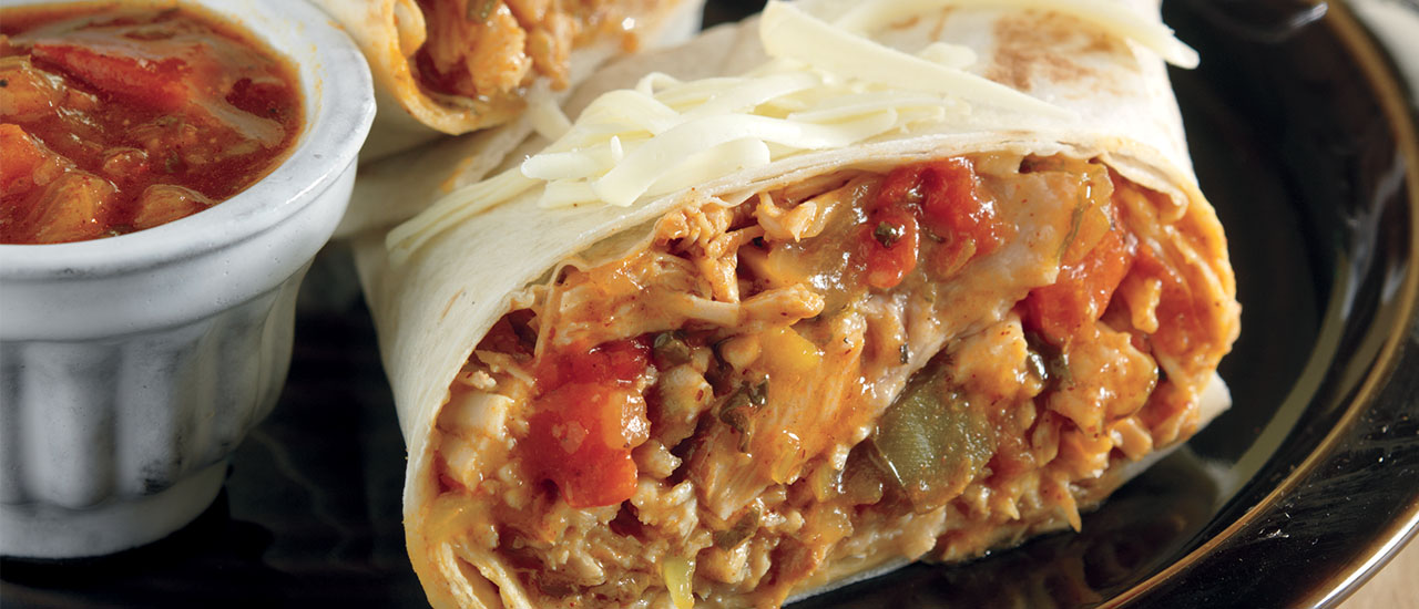 Slow Cooked Shredded Pork Burritos with Green Chile Sauce