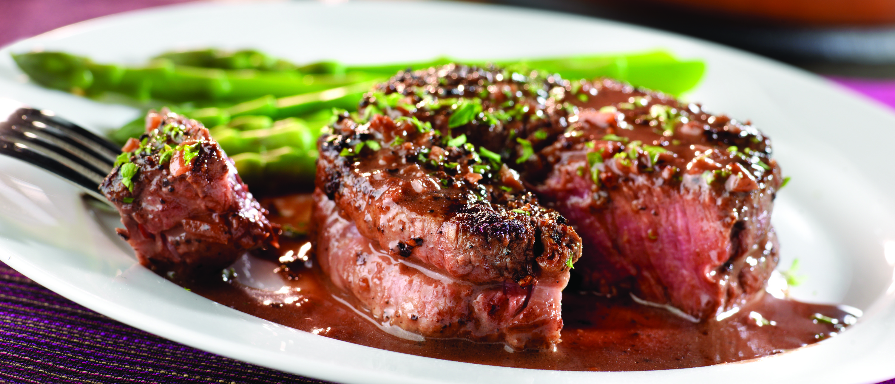 Make sure you are generous with the salt and pepper on the outside of the roast. Peppercorn-Seasoned Steaks with Mustard-Wine Sauce