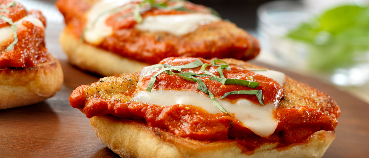 Open Faced Chicken Parmesan Sandwiches with Creamy Vodka Sauce