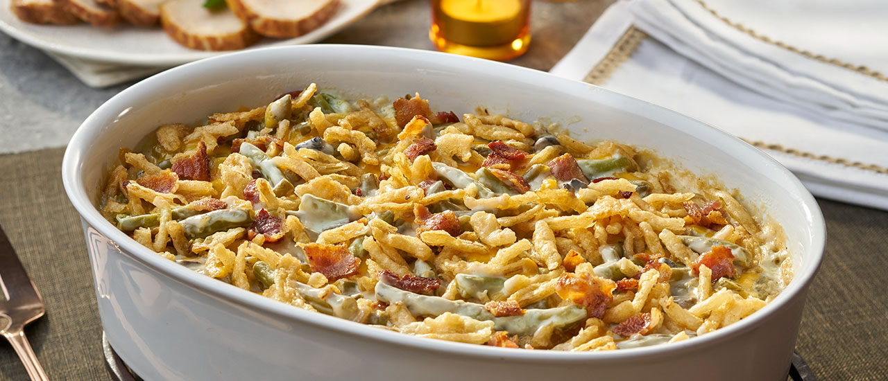 Bacon & Cheddar Green Bean Casserole